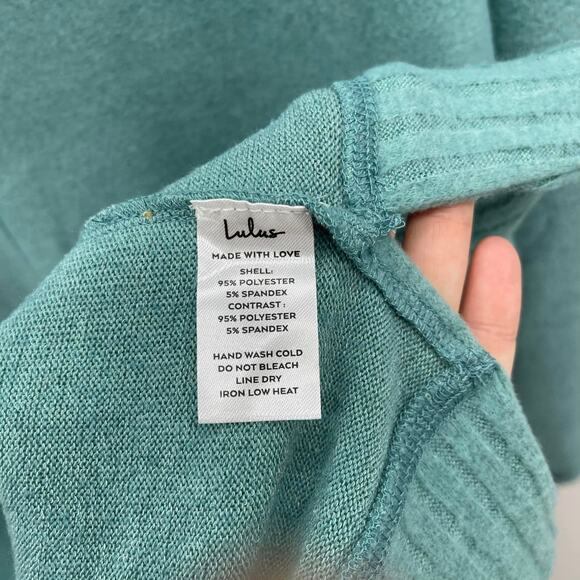 Lulu's Autumn Daze Mint Blue Cowl Neck Long Sleeve Sweater Dress‎ - Picture 7 of 7